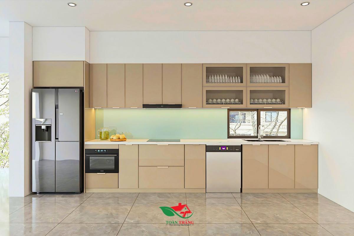 tối ưu tủ bếp inox cánh kính