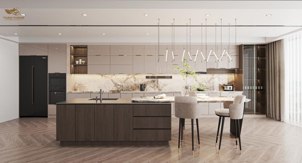 tủ bếp inox cánh kính
