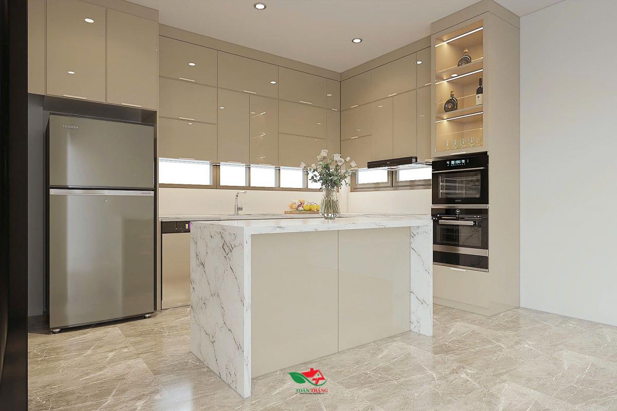 tủ bếp inox có bàn đảo