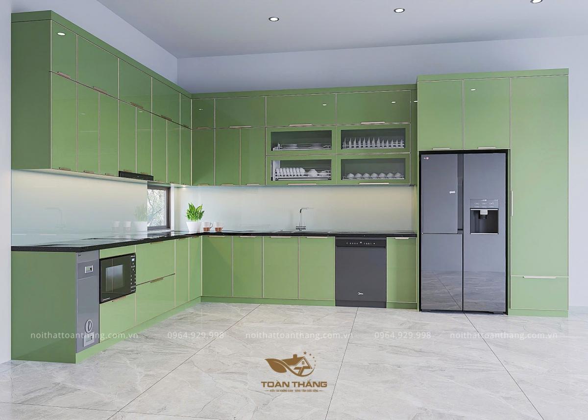 tủ bếp inox cánh kính