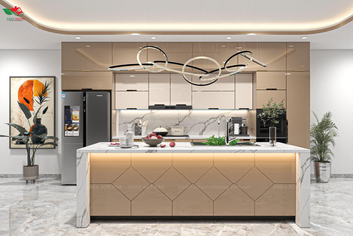 tủ bếp inox cánh kính