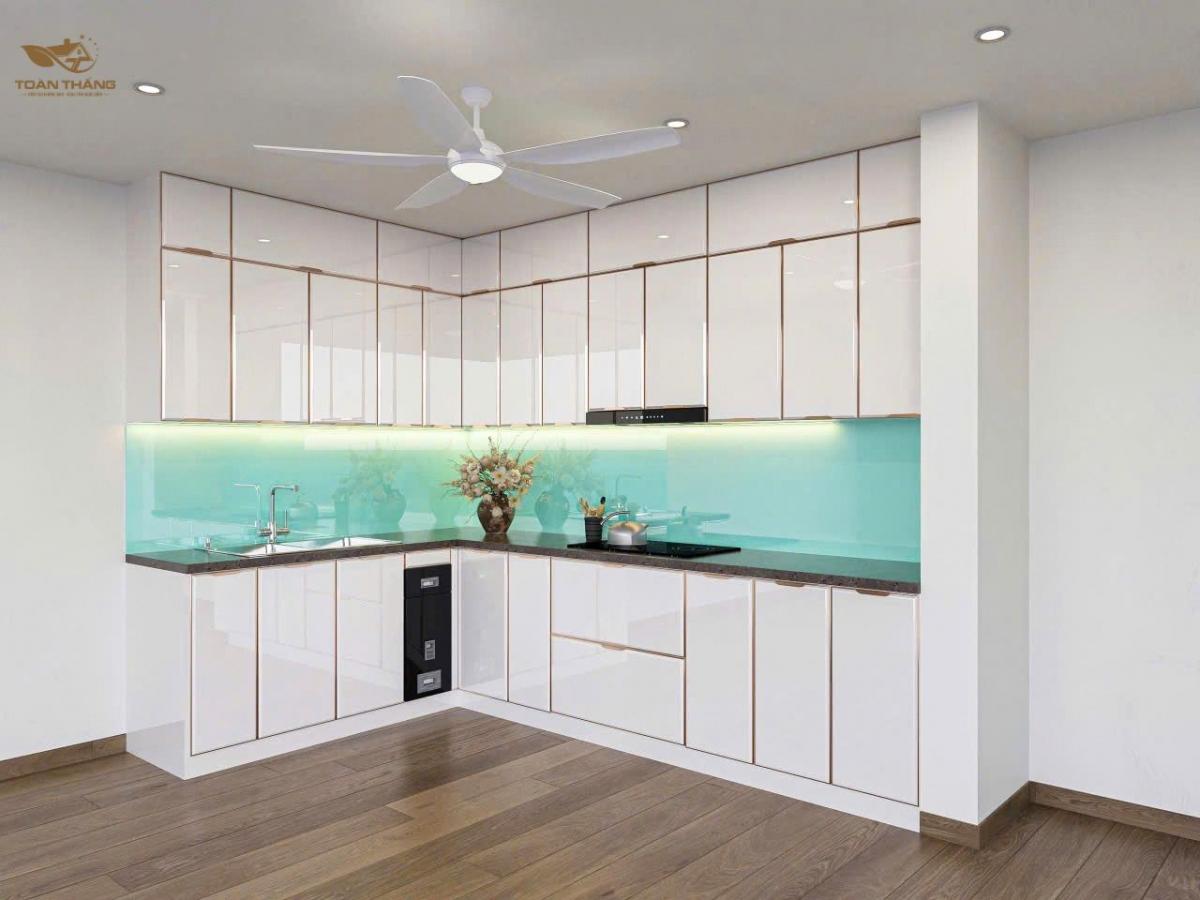 tủ bếp inox cánh kính