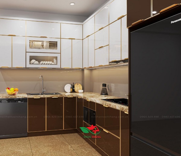 tủ bếp inox cánh kính