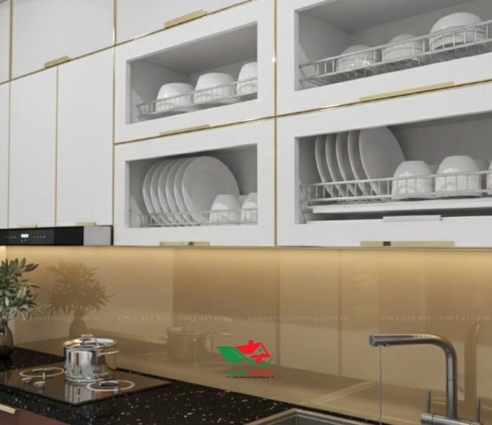 tủ bếp inox cánh kính