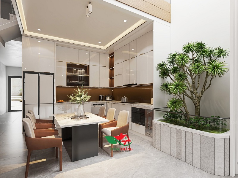 tủ bếp inox cánh kính