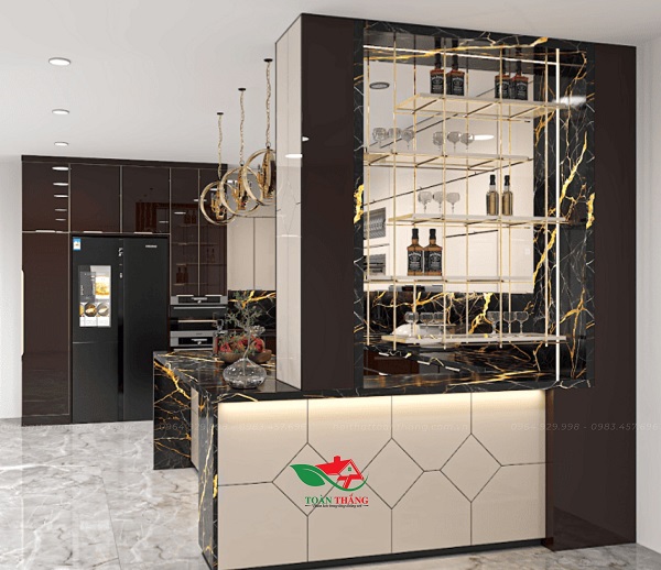 tủ bếp inox cánh kính