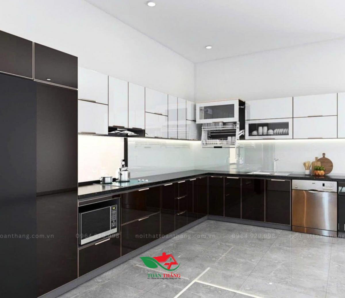 tủ bếp inox cánh kính