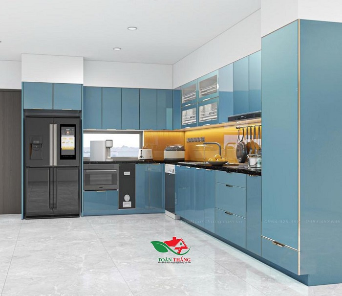 tủ bếp inox cánh kính