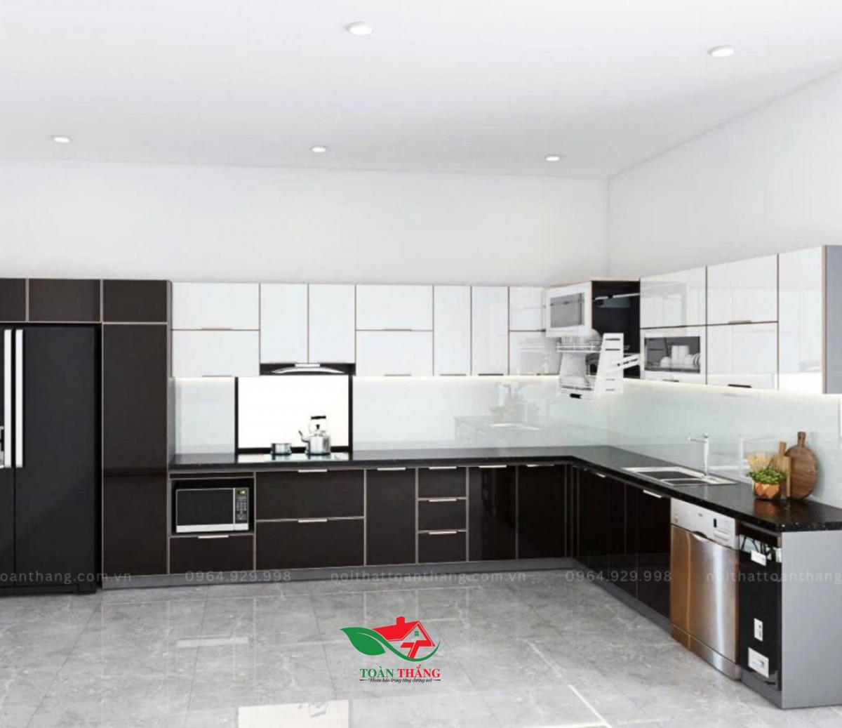 tủ bếp inox cánh kính