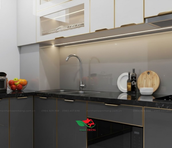 tủ bếp inox cánh kính