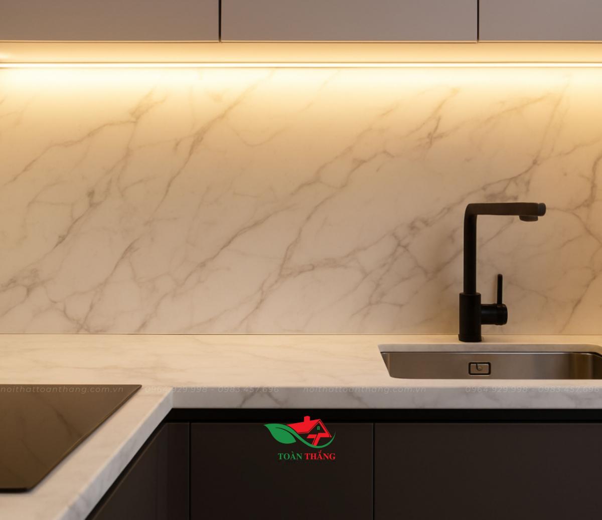 tủ bếp inox cánh kính