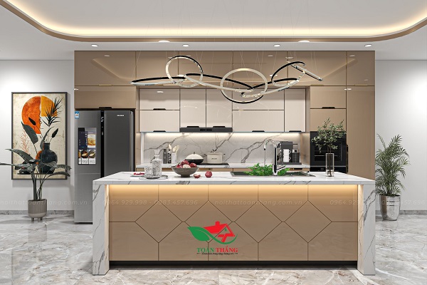 tủ bếp inox cánh kính