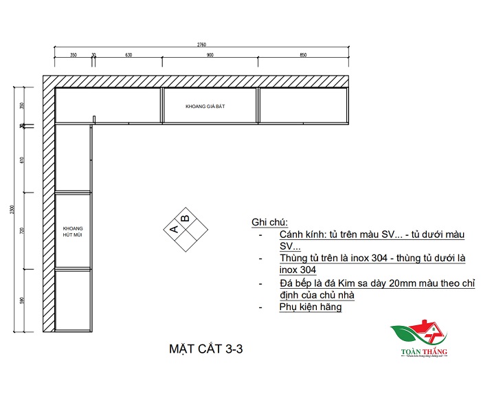 tủ bếp inox cánh kính