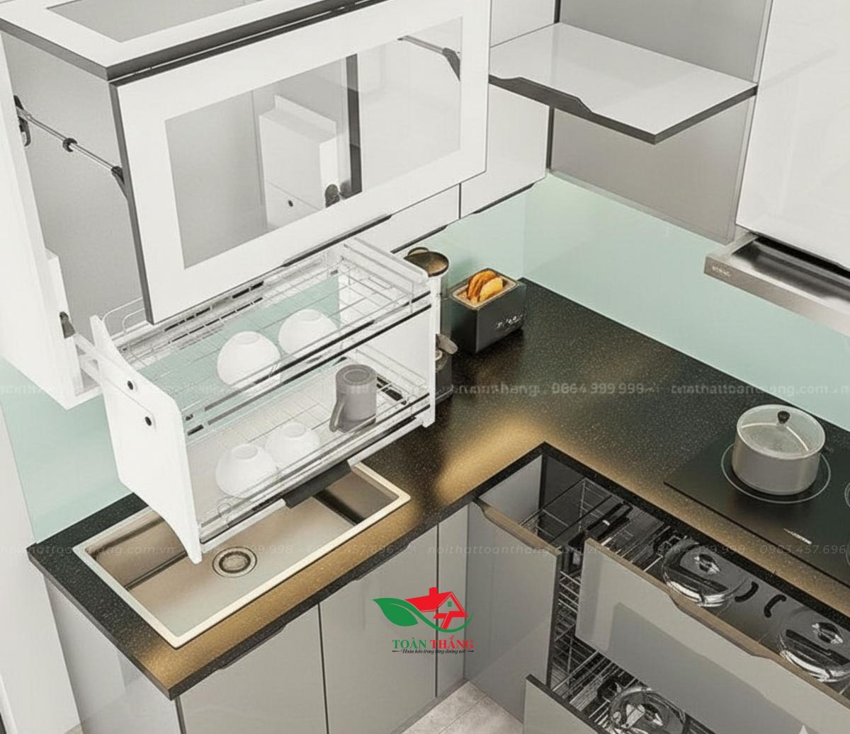 tủ bếp inox cánh kính tủ bếp inox cánh kính