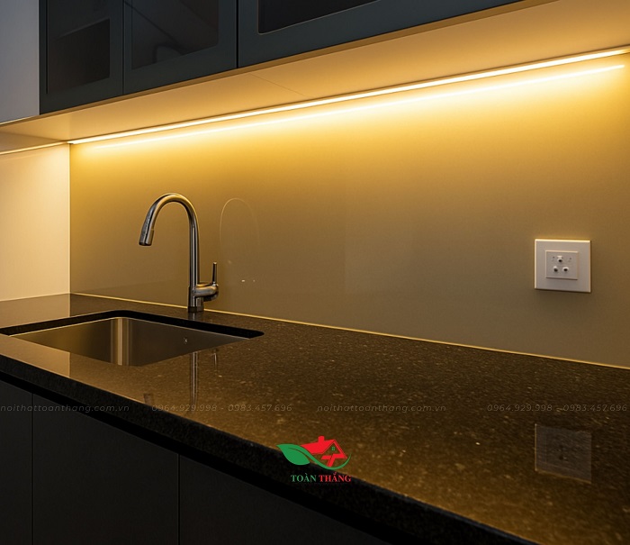 tủ bếp inox cánh kính