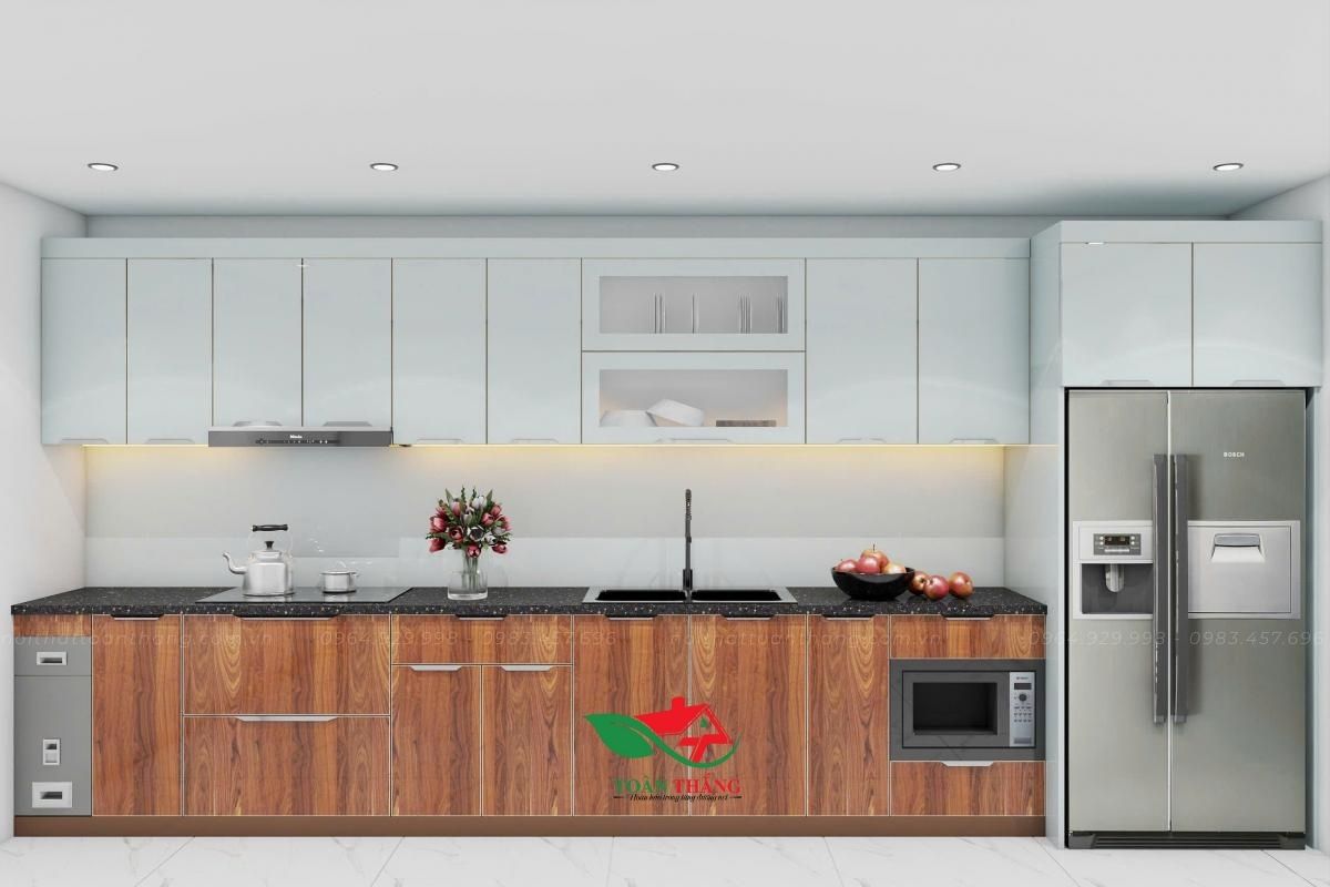 tủ bếp inox cánh kính