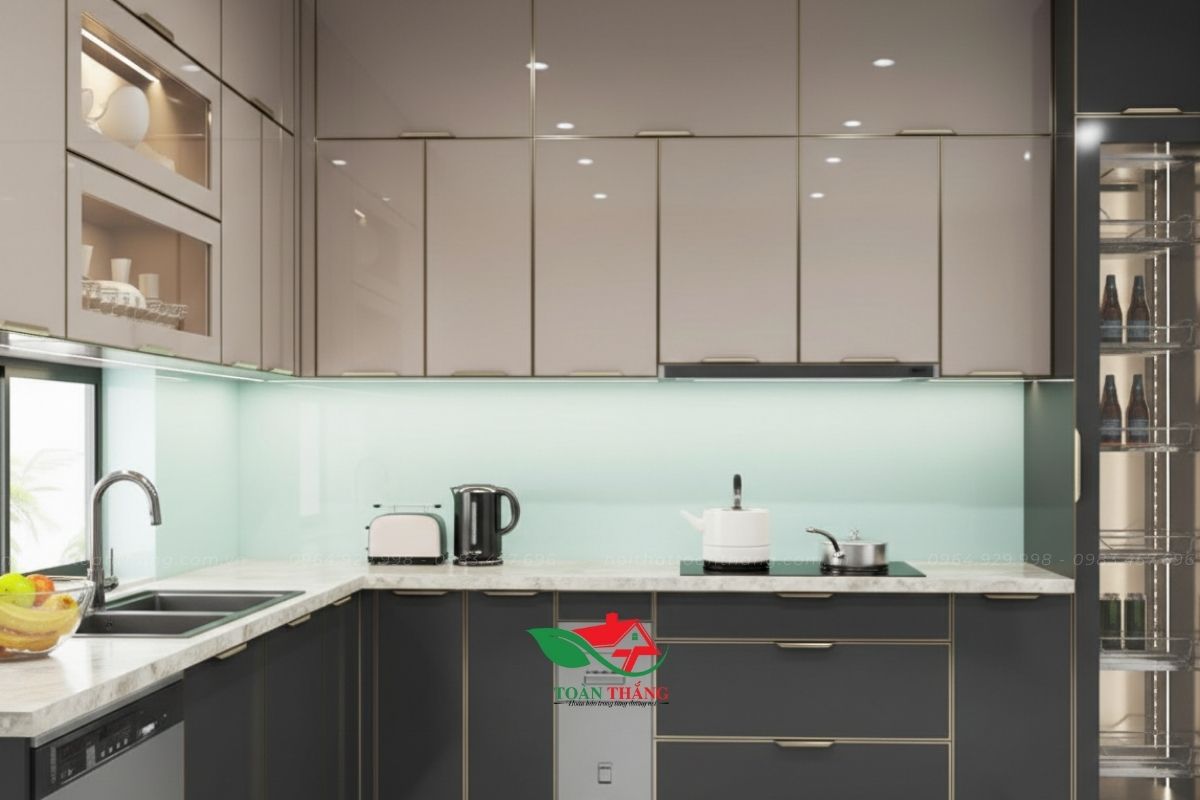tủ bếp inox cánh kính tủ bếp inox cánh kính