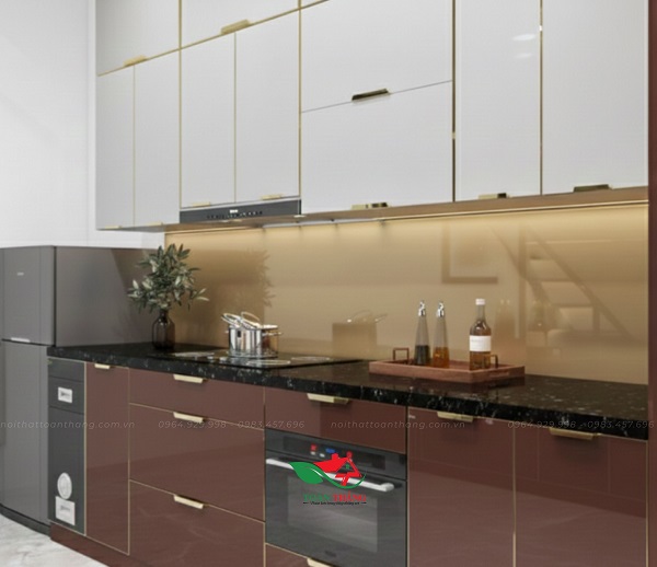 tủ bếp inox cánh kính