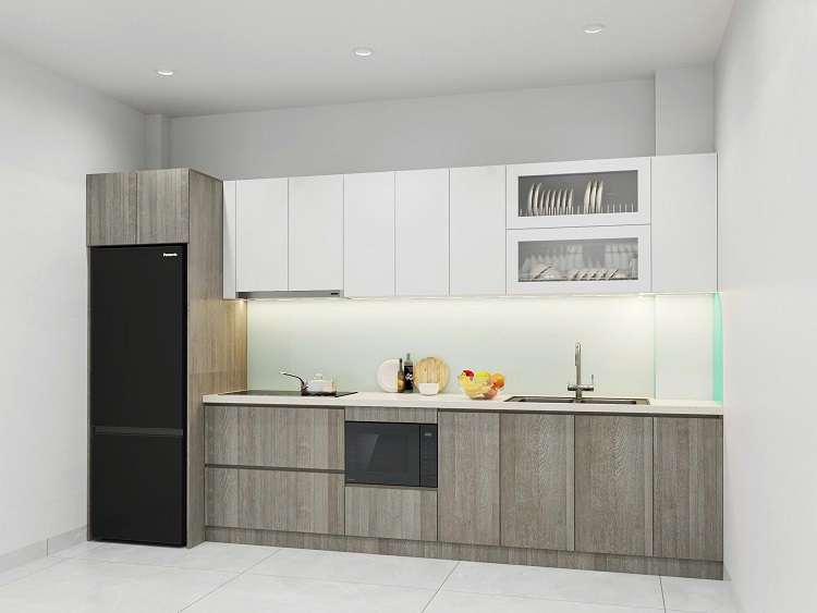 tủ bếp inox cánh laminate 