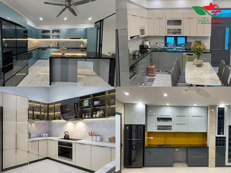 tủ bếp inox cánh kính