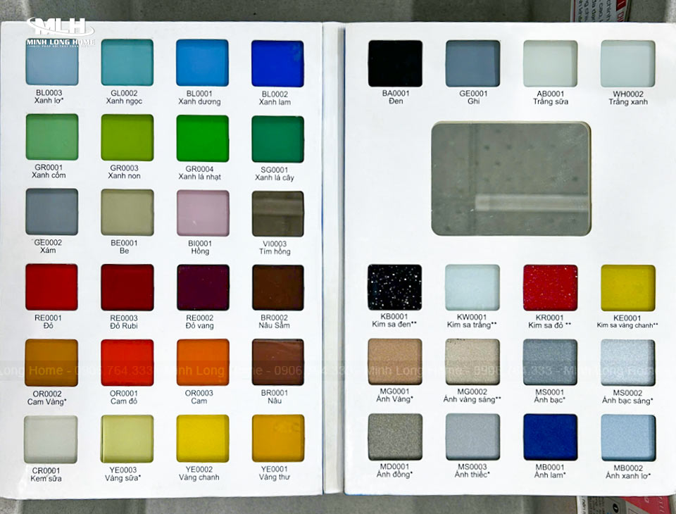 bảng màu cánh kính