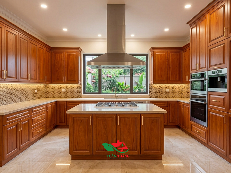 tủ bếp gỗ gõ đỏ