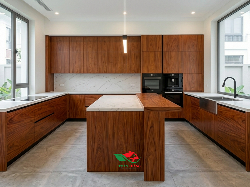 tủ bếp gỗ gõ đỏ