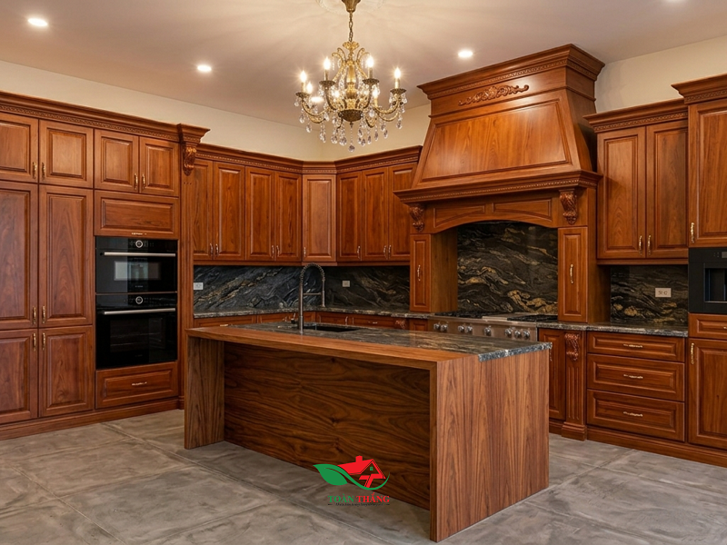 tủ bếp gỗ gõ đỏ 