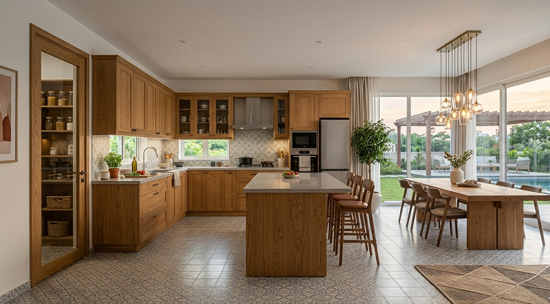 tủ bếp gỗ sồi