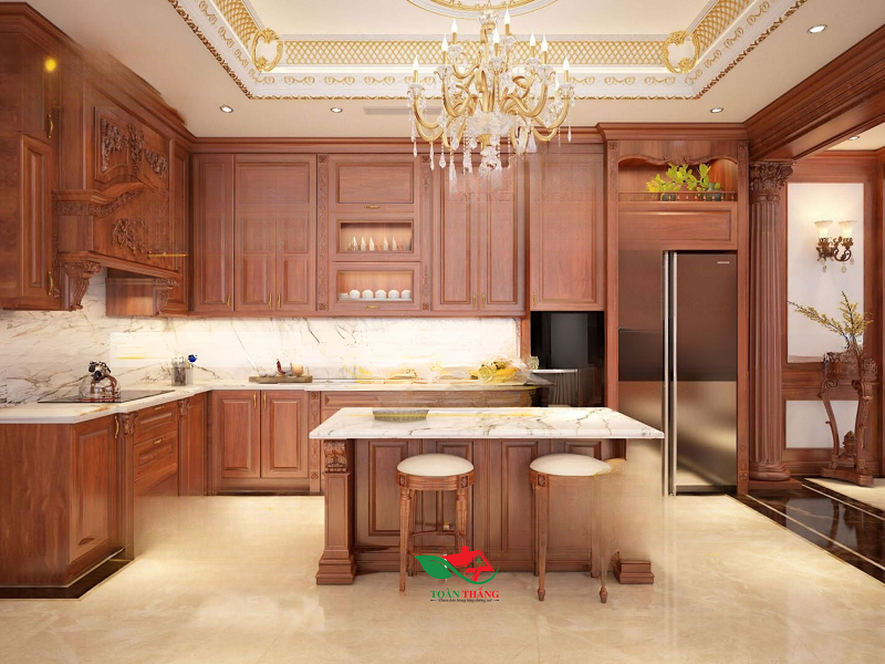 tủ bếp nhôm giả gỗ