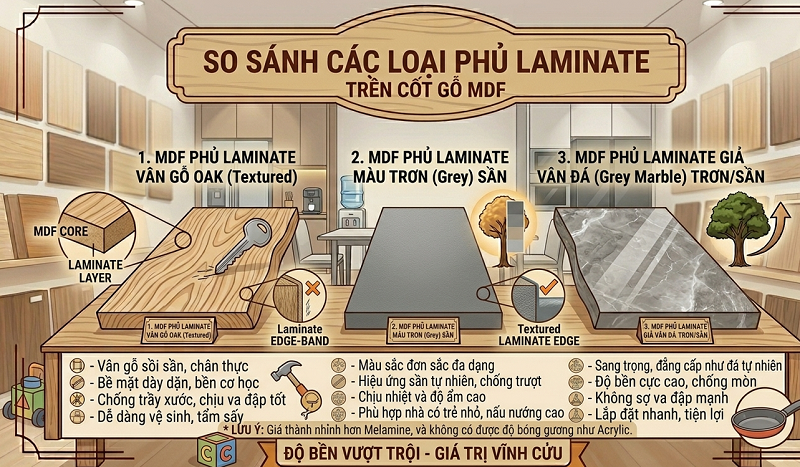 vật liệu làm tủ bêps