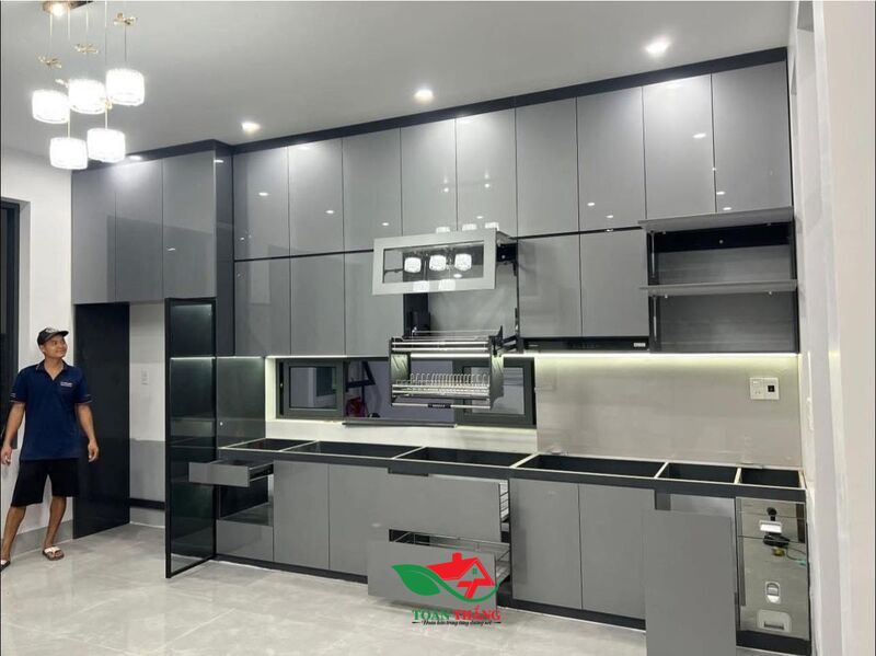 Tủ bếp MDF phủ Acrylic An Cường