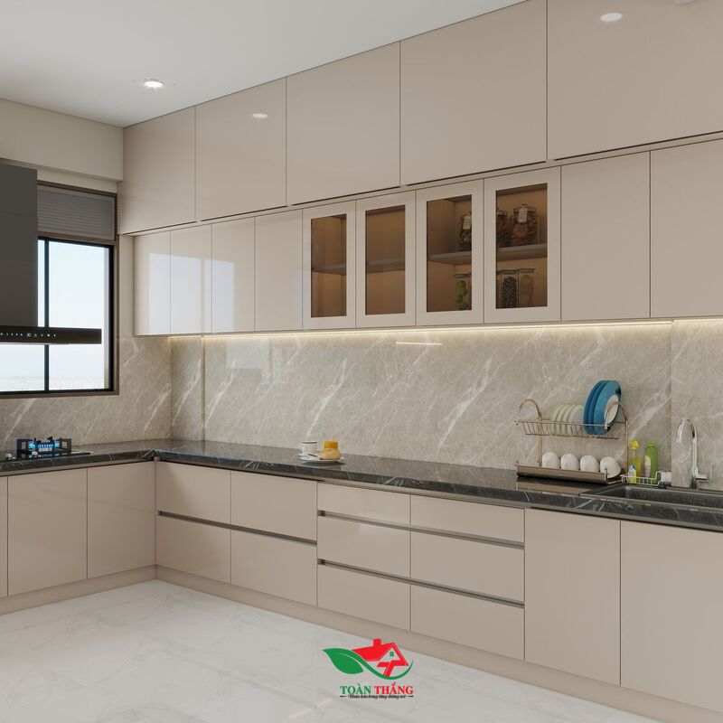 Tủ bếp MDF phủ Acrylic An Cường