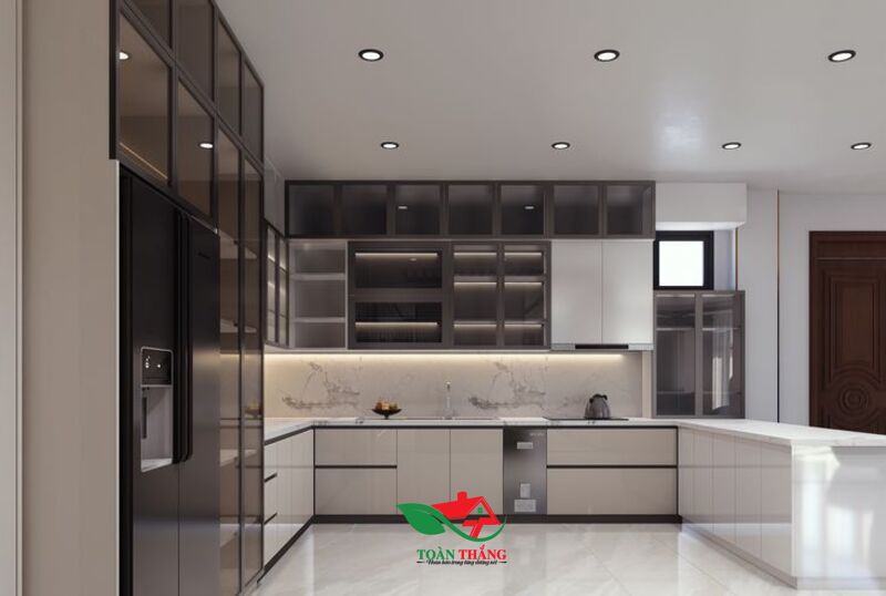 tủ bếp cánh kính acrylic