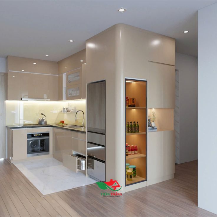 tủ bếp acrylic màu nâu