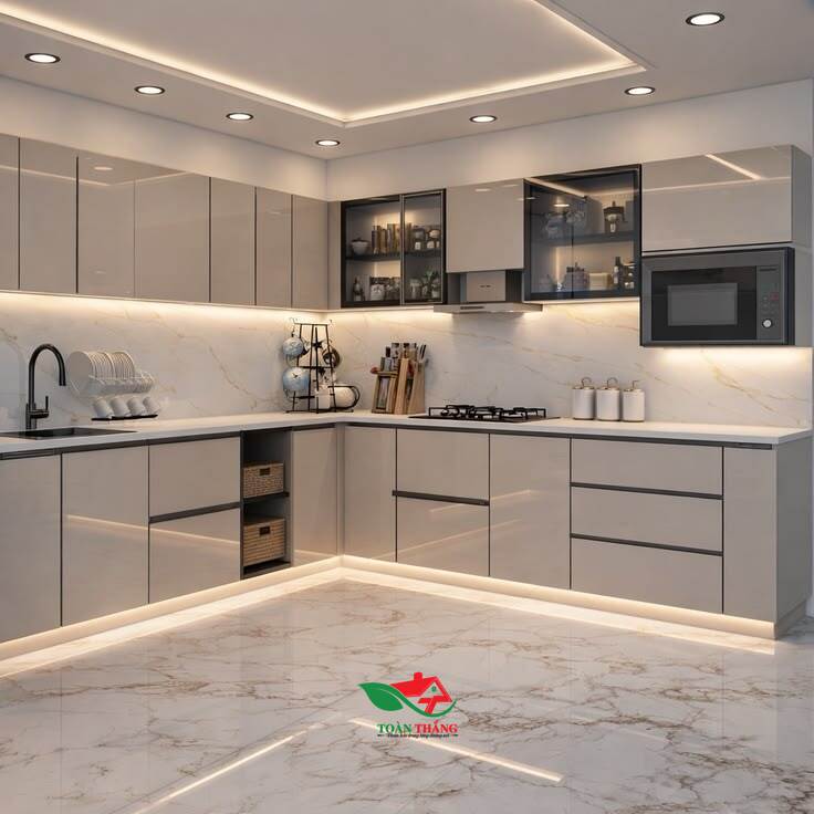 tủ bếp acrylic chữ L tủ bếp acrylic chữ L