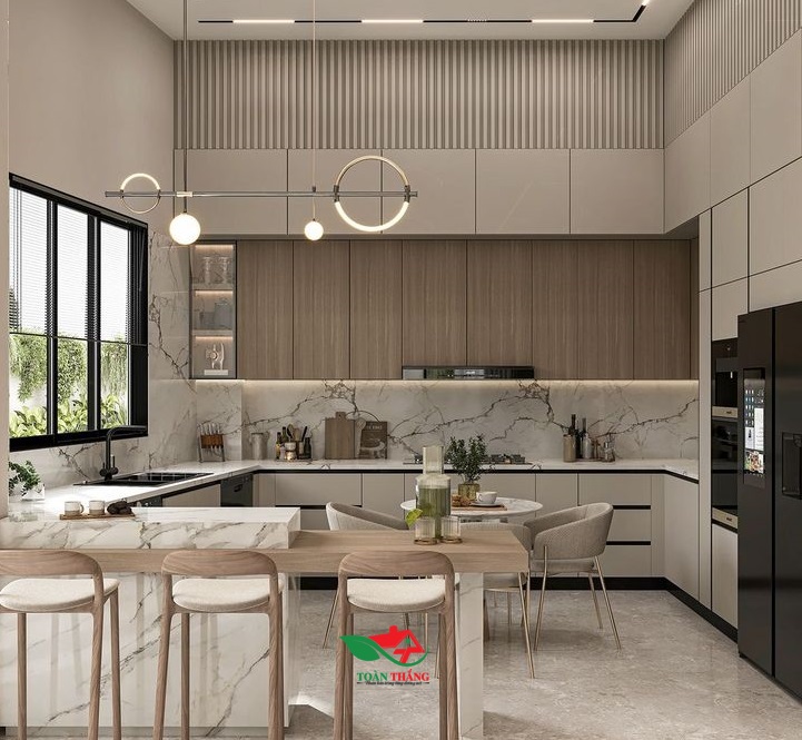 Tủ bếp gỗ MDF Melamine An Cường 