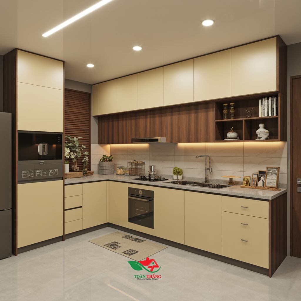 Tủ bếp MDF phủ Acrylic An Cường
