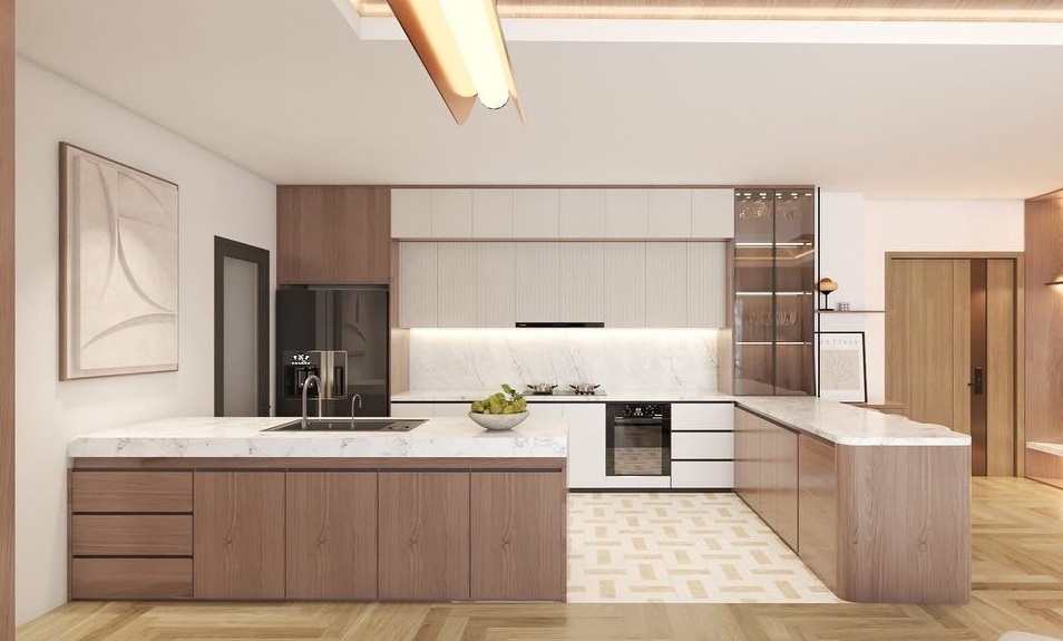 tủ bếp gỗ hiện đại