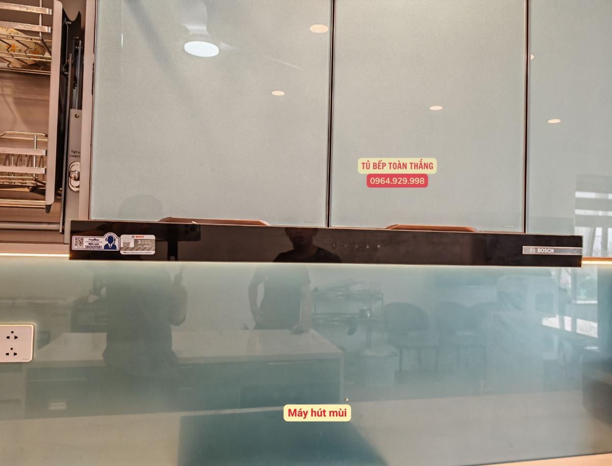 máy hút mùi tủ bếp inox cánh kính