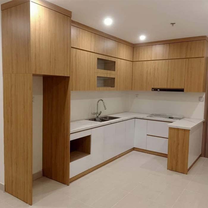 Tủ bếp nhựa Picomat cánh phủ Melamine