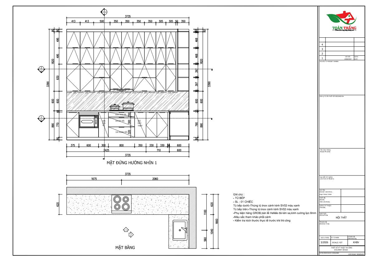 tủ bếp inox cánh kính