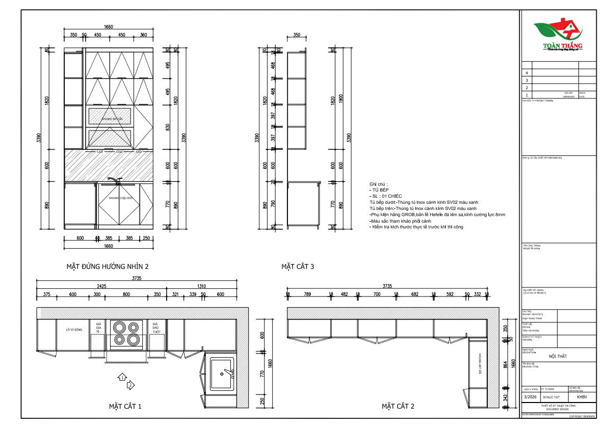 tủ bếp inox cánh kính