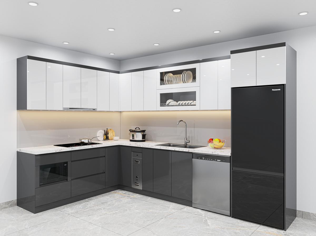 Tủ bếp inox cánh Acrylic mẫu 2
