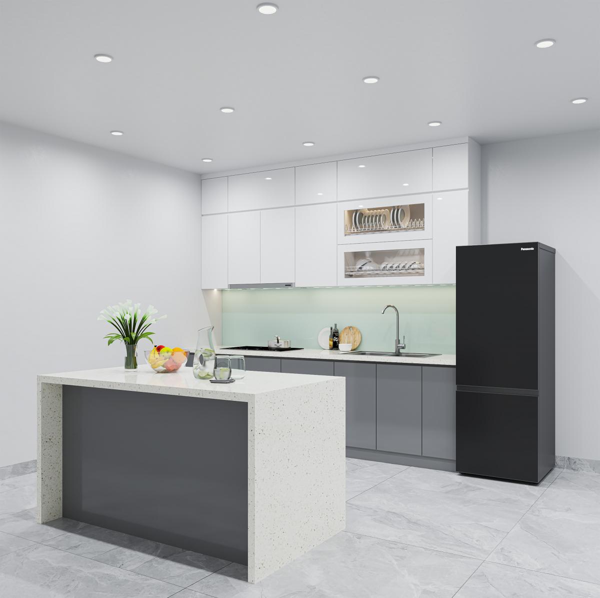 Tủ bếp inox cánh acrylic