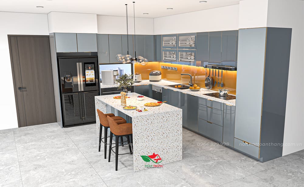 tủ bếp inox có bàn đảo
