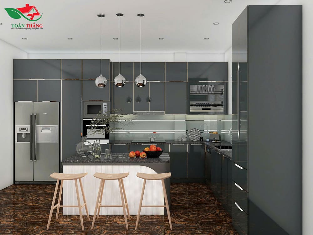 tủ bếp inox có bàn đảo