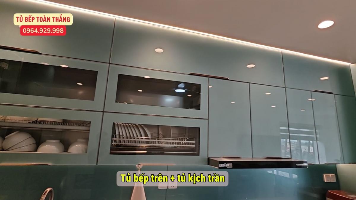 Tủ bếp inox cánh kính tủ bếp trên