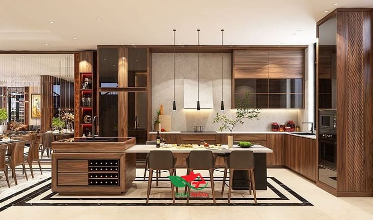 tủ bếp gỗ óc chó