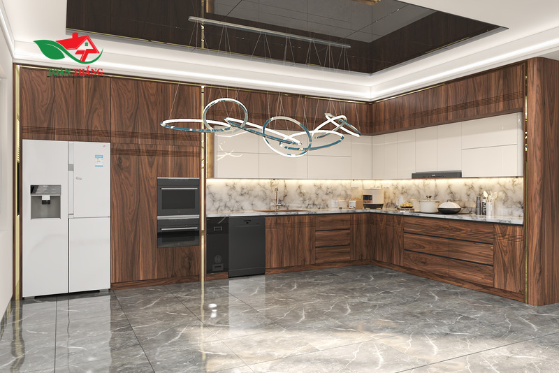 tủ bếp gỗ óc chó